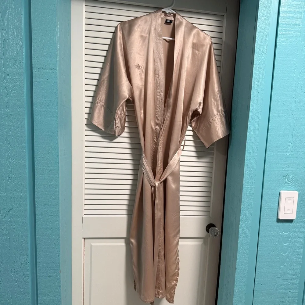 Slip silk Robe - caramel gold - Picture 3 of 4